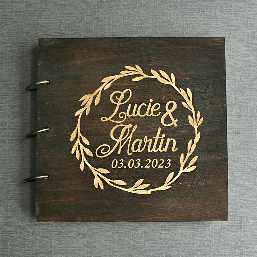 

Custom Engraved Wedding Guest Book Rustic Wedding Signature Album Personalized Guestbook Sign for Wedding Baptism Event Decor