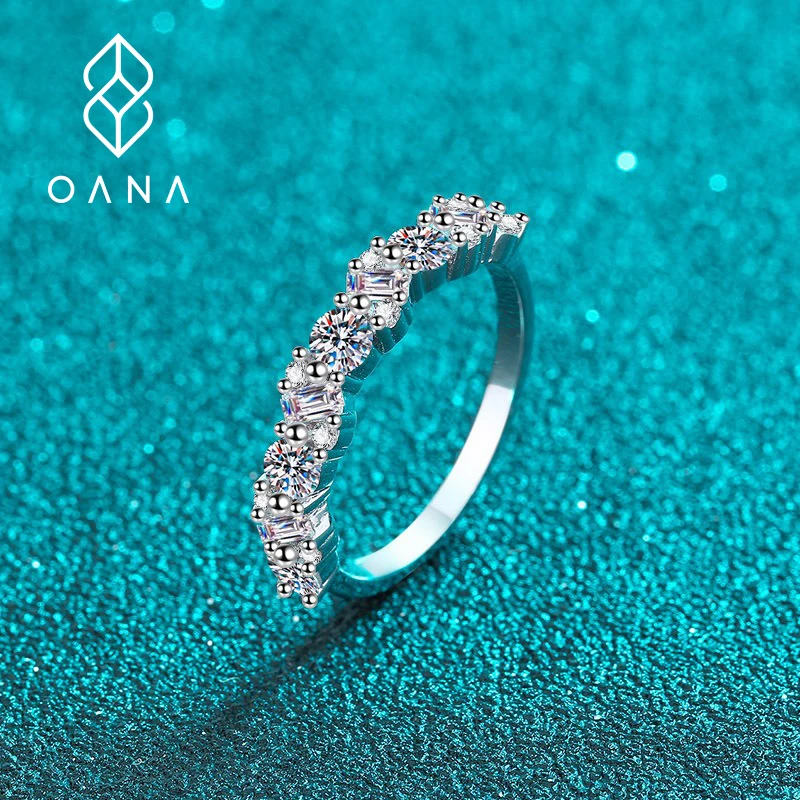 

OANA 925 пробы Серебряное кольцо для женщин инкрустированное муассанитом кольцо холодный ветер Pt950 ювелирные изделия
