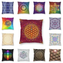 Flower Of Life Cushion Cover Two Side 3D Printing Spirituality Yoga Zen Mandala Throw Pillow Case for Sofa Pillowcase Decoration