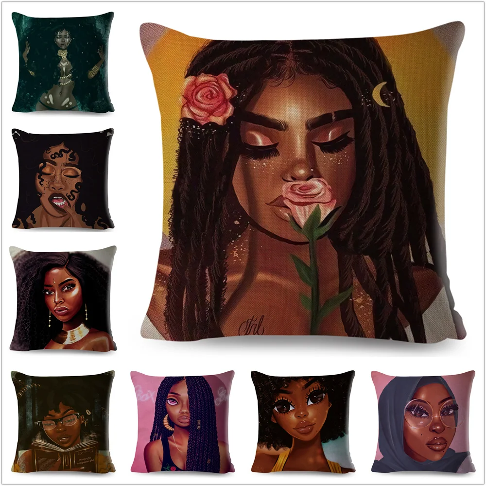 Cartoon Africa Girl Colorful Black Women Beautiful Pillow Case Polyester Decor Cushion Cover for Sofa Car Home Pillowcase 45x45
Cartoon Africa Girl Colorful Black Women Beautiful Pillow Case Polyester Decor Cushion Cover for Sofa Car Home Pillowcase 45x45