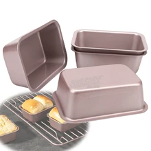 4 Inch Rectangle Shape Nonstick Carbon Steel Cake Mold Mini Cheese Bread Pan Steaming Meat Egg Holder DIY Baking Accessories