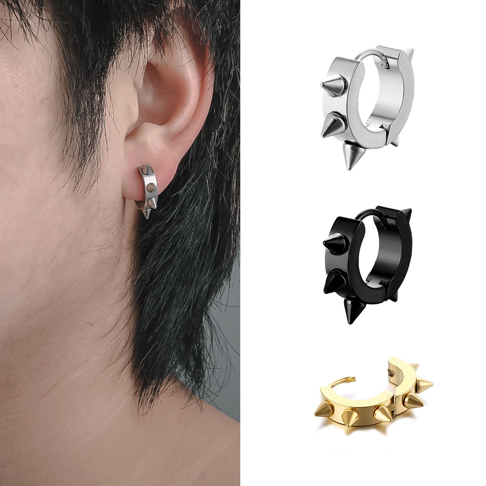 2PCs Punk Style Stainless Steel Hoop Earrings Multicolor Round Metal Earrings For Women Men Party Club Jewelry Gifts 9mm x 4mm
2PCs Punk Style Stainless Steel Hoop Earrings Multicolor Round Metal Earrings For Women Men Party Club Jewelry Gifts 9mm x 4mm