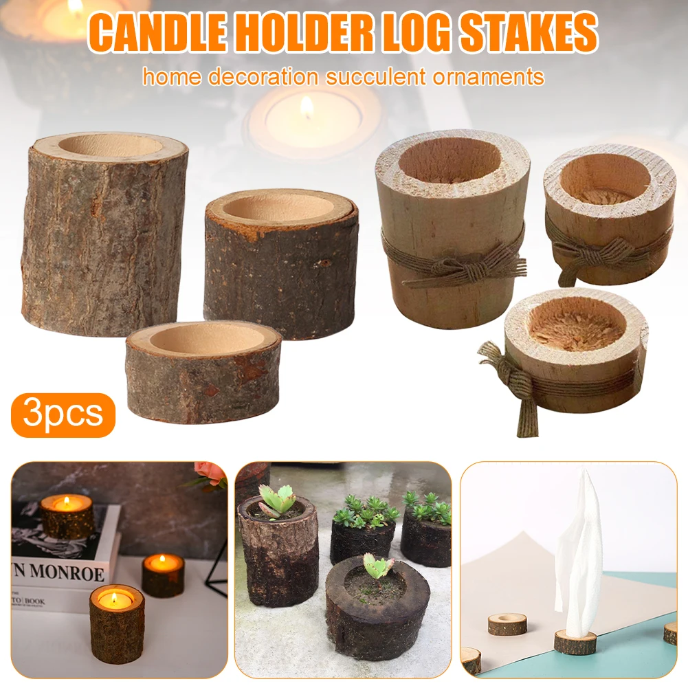 3Pcs Creative Wooden Candlestick Succulent Plant Pot Tray Candle Holder Table Desktop Decoration Rustic Wedding Holiday Decor
3Pcs Creative Wooden Candlestick Succulent Plant Pot Tray Candle Holder Table Desktop Decoration Rustic Wedding Holiday Decor