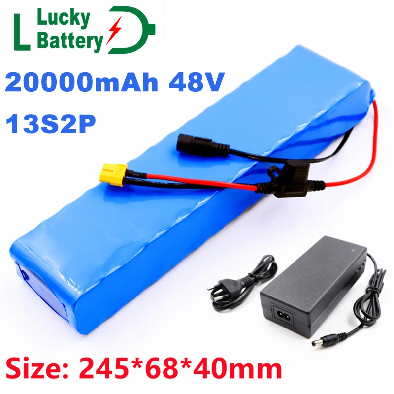 

Аккумулятор для электровелосипеда Lucky 48 В, 20 Ач, 18650, 13S, 2P, 1000 Вт, с зарядным устройством 54,6 в, 2 А + XT60