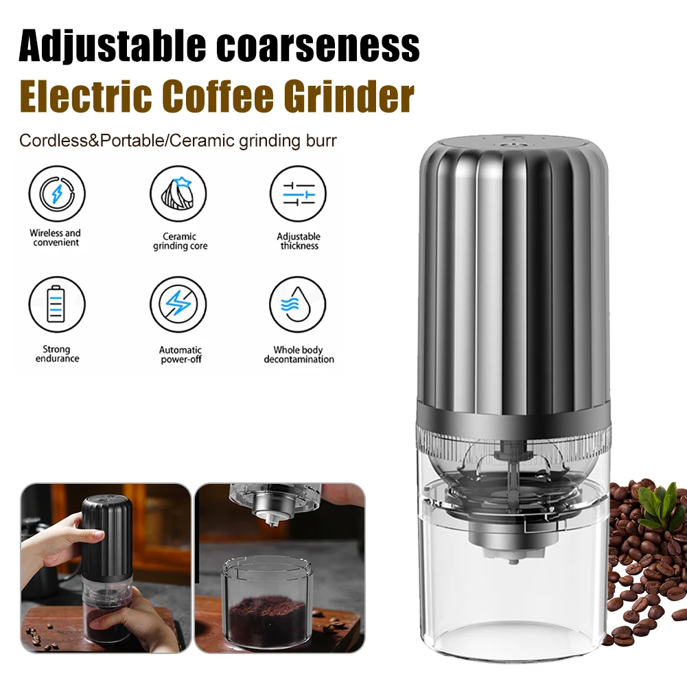 Electric Coffee Grinder Cordless Coffee Bean Grinder Adjustable Setting Ceramic Burr Automatic Off Grinder with Cleaning Brush
Electric Coffee Grinder Cordless Coffee Bean Grinder Adjustable Setting Ceramic Burr Automatic Off Grinder with Cleaning Brush