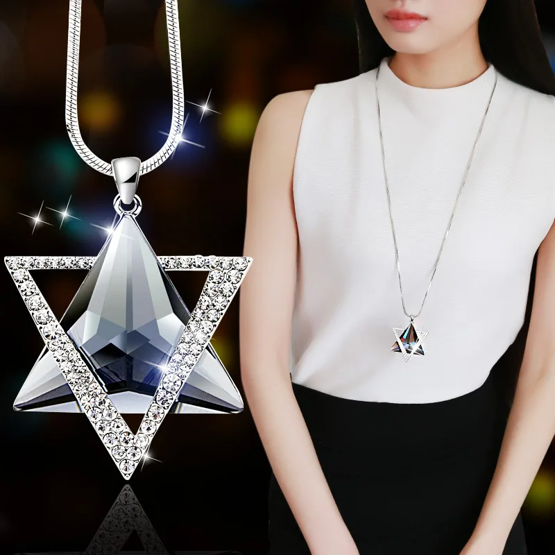 Fashion Solomon Seal Hexapointed Star Shape Woman's Necklace Inlaid Zircon Metal Creative Fashion Ladies Party Jewelry Gift
Fashion Solomon Seal Hexapointed Star Shape Woman's Necklace Inlaid Zircon Metal Creative Fashion Ladies Party Jewelry Gift