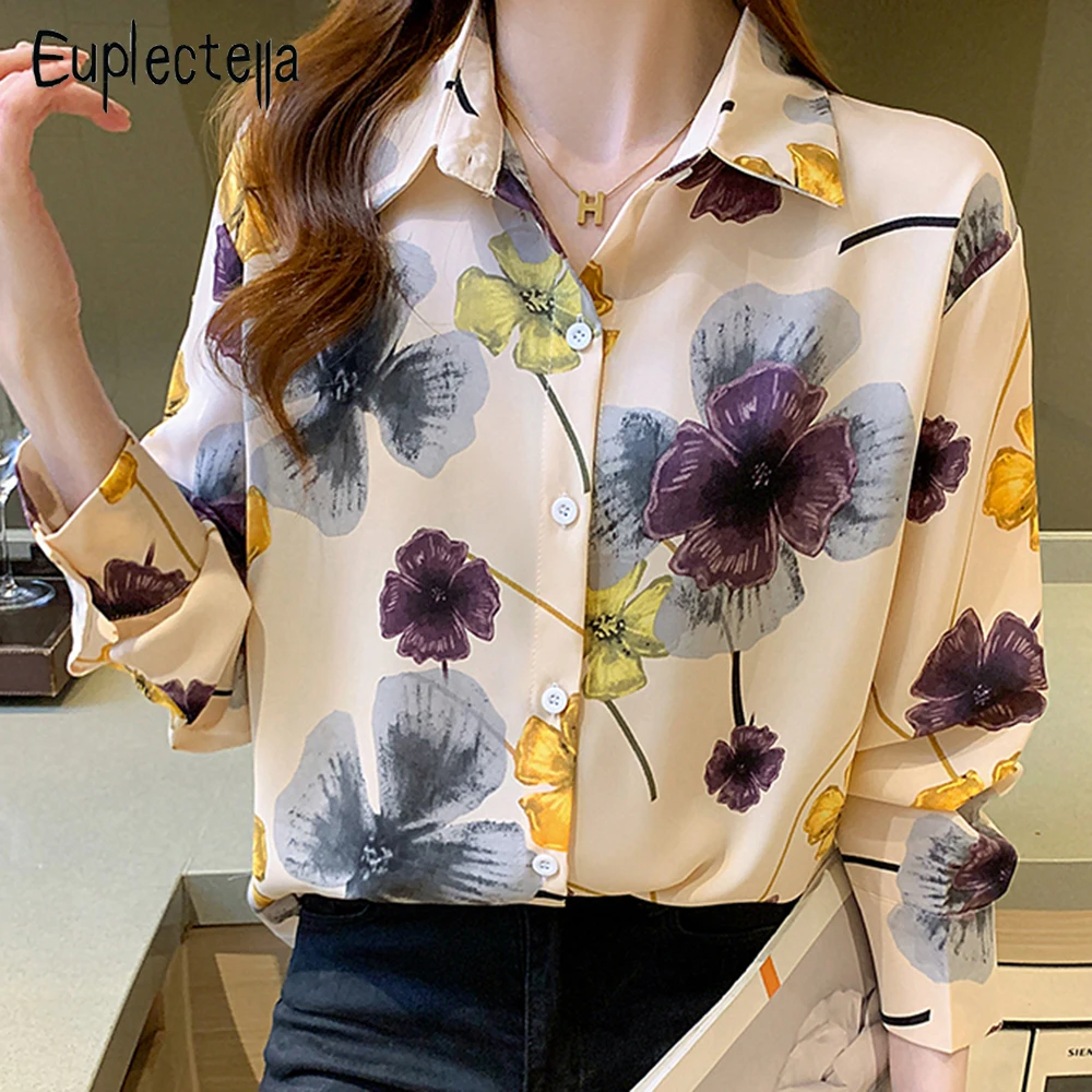 Новое поступление 2022, рубашки Euplectella для женщин, винтажные топы с отложным воротником и цветочным принтом, шифоновая женская блузка с длинным рукавом, Повседневная
Новое поступление 2022, рубашки Euplectella для женщин, винтажные топы с отложным воротником и цветочным принтом, шифоновая женская блузка с длинным рукавом, Повседневная