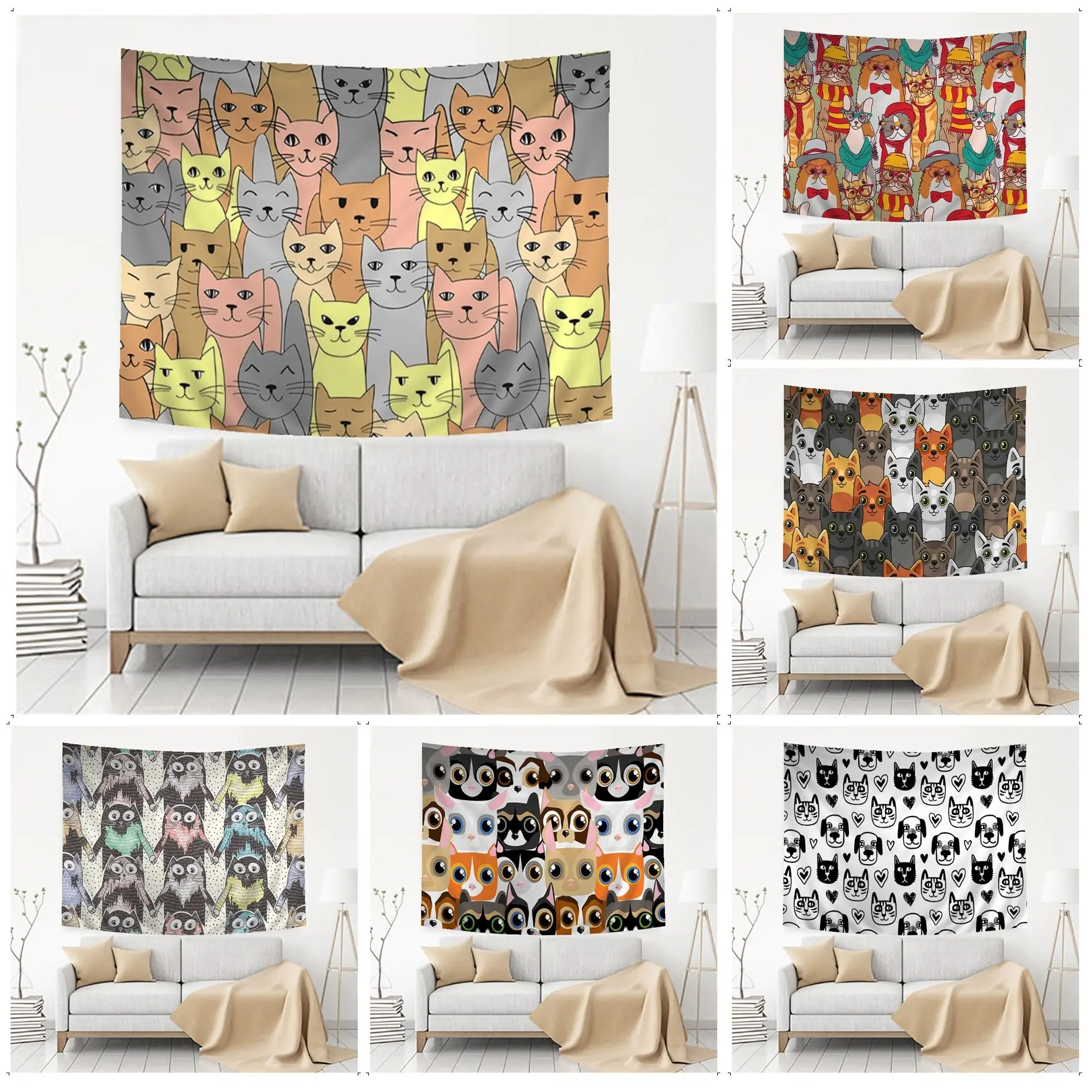 Cartoon Cat Dog Tapestry Art Printing For Living Room Home Dorm Decor Kawaii Room Decor
Cartoon Cat Dog Tapestry Art Printing For Living Room Home Dorm Decor Kawaii Room Decor