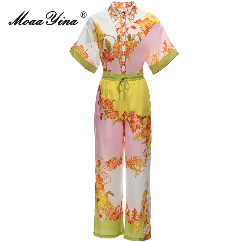 MoaaYina Summer Fashion Designer Vintage Print Pants Set Women Lapel Button Top+Drawstring Pocket Straight Trousers 2 Pieces Set
MoaaYina Summer Fashion Designer Vintage Print Pants Set Women Lapel Button Top+Drawstring Pocket Straight Trousers 2 Pieces Set