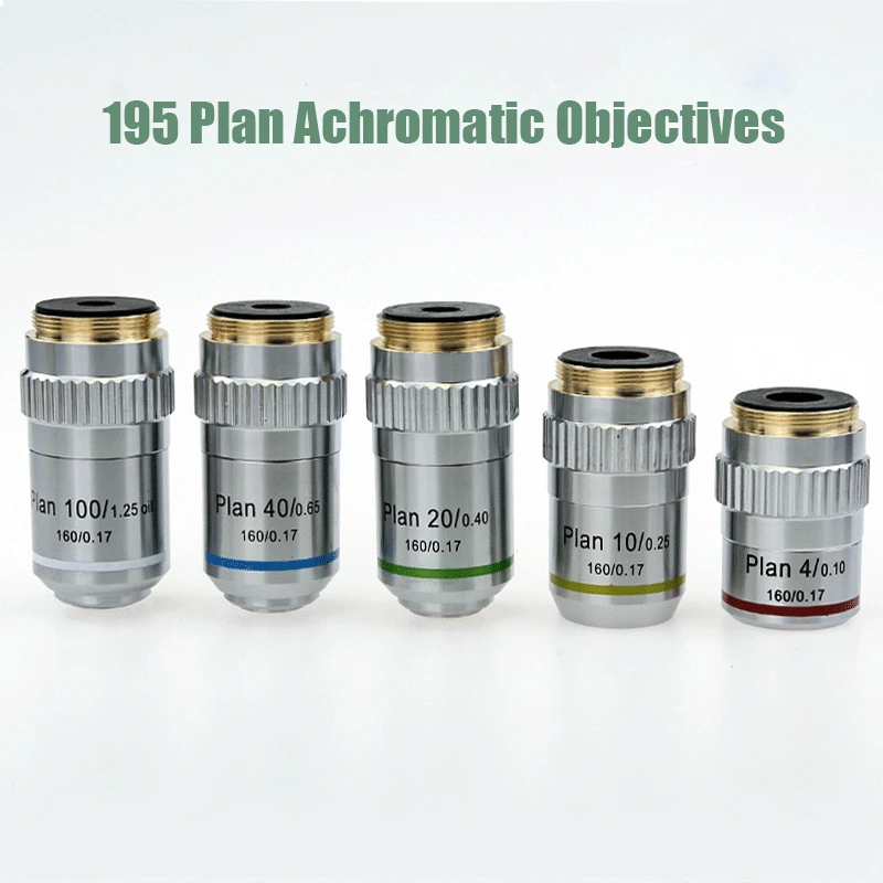 Plan Achromatic Objective Lens 4X 10X 20X 40X 100X Biological Microscope Objectives Standard RMS Interface
Plan Achromatic Objective Lens 4X 10X 20X 40X 100X Biological Microscope Objectives Standard RMS Interface
