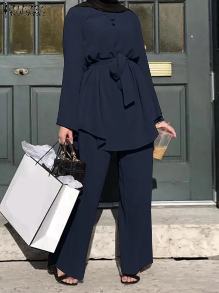 Fashion 2PCS Elegant Long Sleeve Bloue Wide Leg Pants Sets Casual Dubai Turkey Outifits Islamic Clothes Women Muslim Sets ZANZEA
Fashion 2PCS Elegant Long Sleeve Bloue Wide Leg Pants Sets Casual Dubai Turkey Outifits Islamic Clothes Women Muslim Sets ZANZEA