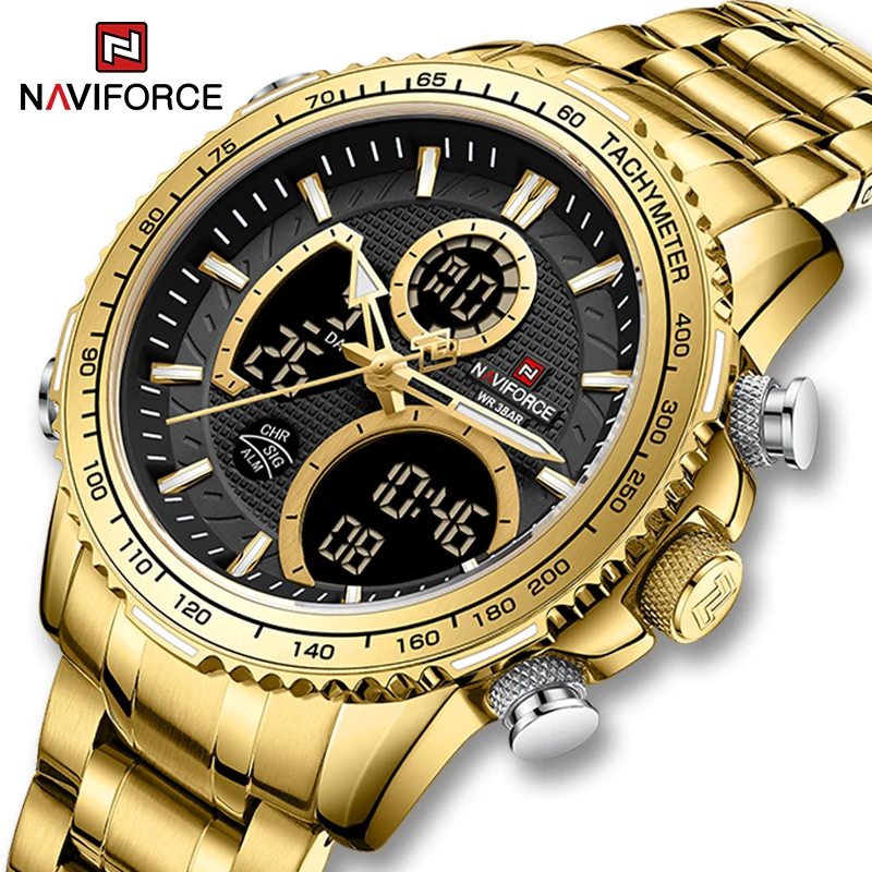Часы наручные NAVIFORCE Мужские кварцевые, роскошные деловые с двойным дисплеем, из нержавеющей стали, золотистые
Часы наручные NAVIFORCE Мужские кварцевые, роскошные деловые с двойным дисплеем, из нержавеющей стали, золотистые
