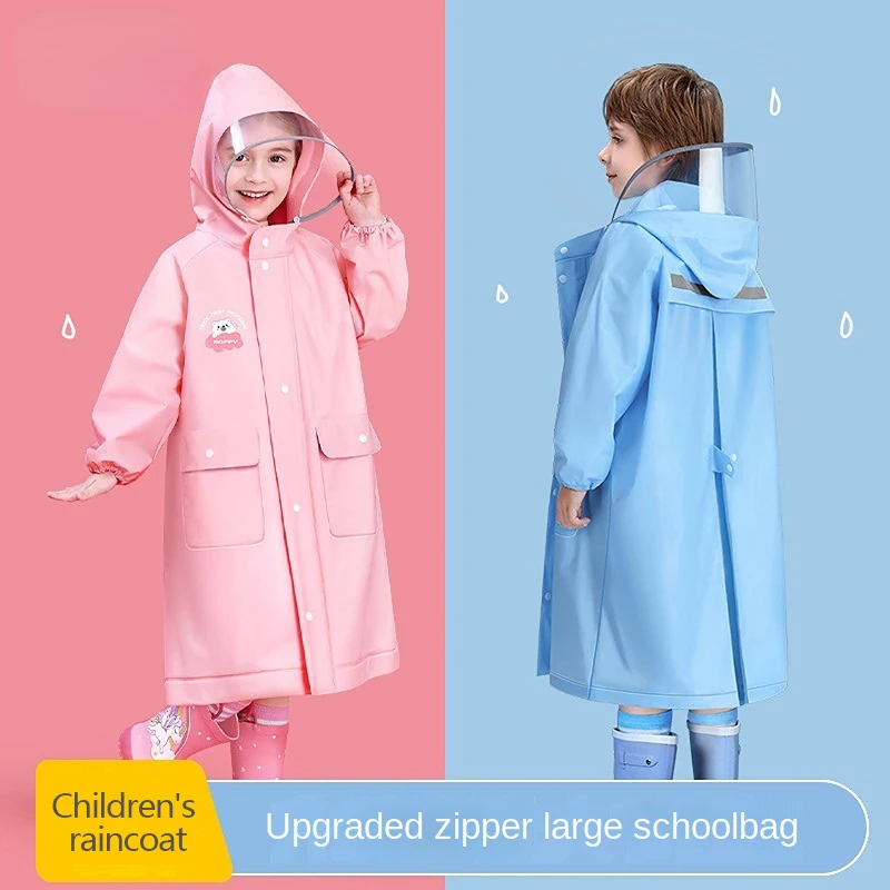 

EVA Children's Raincoat Waterproof Non Disposable Raincoat With Schoolbag Position Boys And Girls Cartoon School Rain Poncho