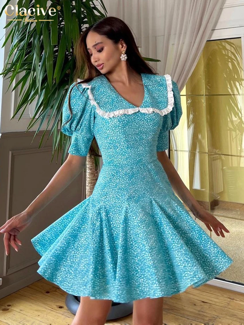 Clacive Bodycon Print Summer Dress Fashion Doll Collar Lantern Sleeve Mini Dress Elegant High Waist Pleated Dresses For Women
Clacive Bodycon Print Summer Dress Fashion Doll Collar Lantern Sleeve Mini Dress Elegant High Waist Pleated Dresses For Women