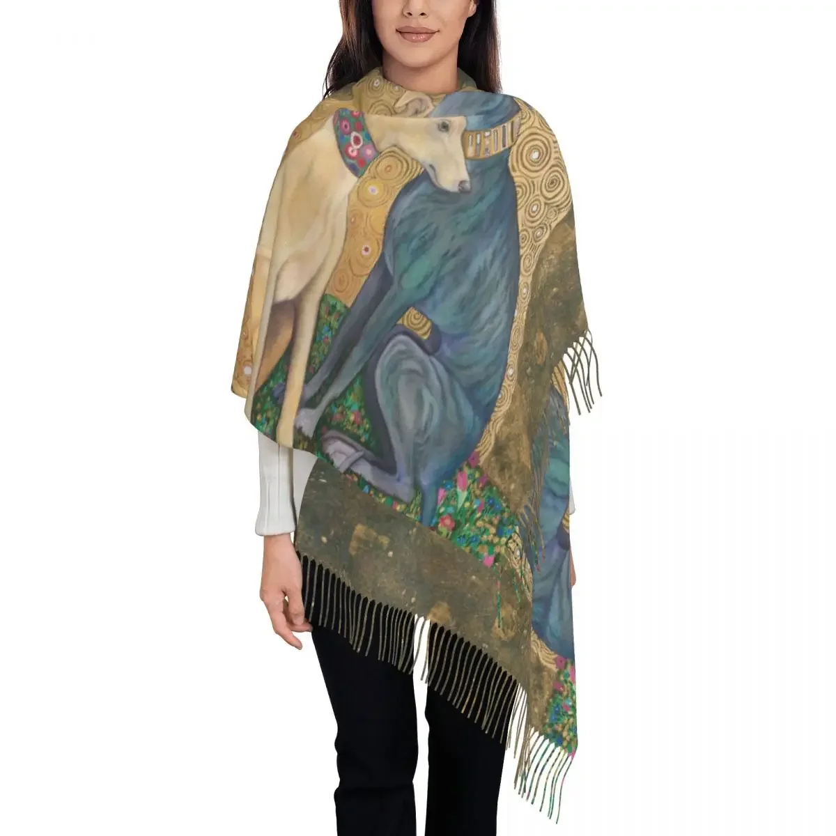 Gustav Klimt Greyhound Dog Art Scarf Wrap for Women Long Winter Fall Warm Tassel Shawl Unisex Whippet Sihthound Dog Scarves
Gustav Klimt Greyhound Dog Art Scarf Wrap for Women Long Winter Fall Warm Tassel Shawl Unisex Whippet Sihthound Dog Scarves