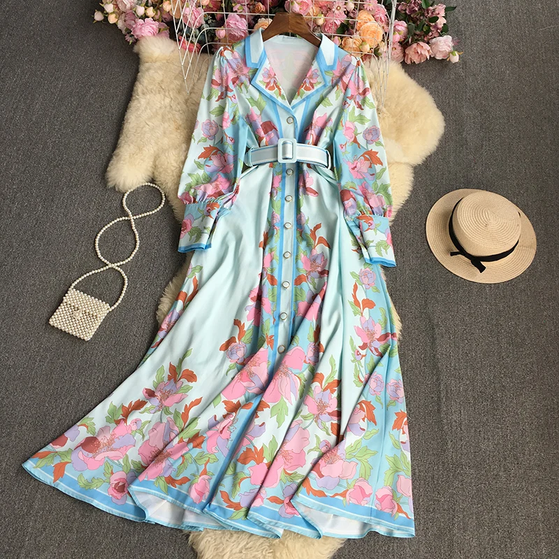 VANOVICH Fashion Notched Single Breasted Long Dress Autumn New Women's Temperament Lantern Sleeve Print Pleated A-line Dress
VANOVICH Fashion Notched Single Breasted Long Dress Autumn New Women's Temperament Lantern Sleeve Print Pleated A-line Dress