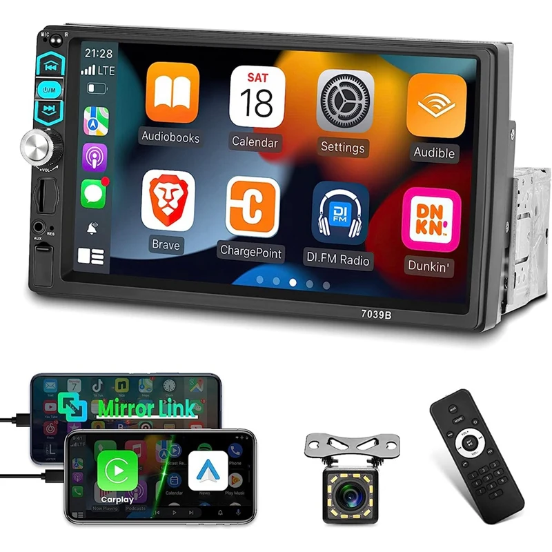 Single Din Car Stereo 7 Inch Touch Screen Radio Mirror Link/Bluetooth/FM Radio/Backup Camera+MIC
Single Din Car Stereo 7 Inch Touch Screen Radio Mirror Link/Bluetooth/FM Radio/Backup Camera+MIC