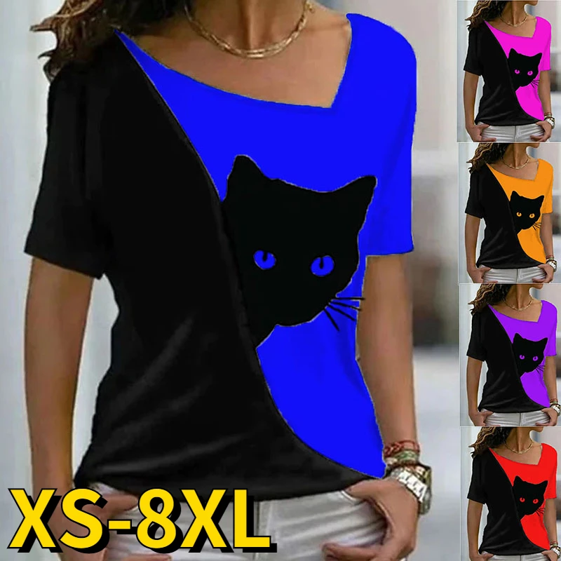 2022 Newly Designed 3D Cat Printed T-shirt Summer V-neck Top Ladies Fashion Casual Style Short Sleeves Women Pullover Tee Shirt
2022 Newly Designed 3D Cat Printed T-shirt Summer V-neck Top Ladies Fashion Casual Style Short Sleeves Women Pullover Tee Shirt