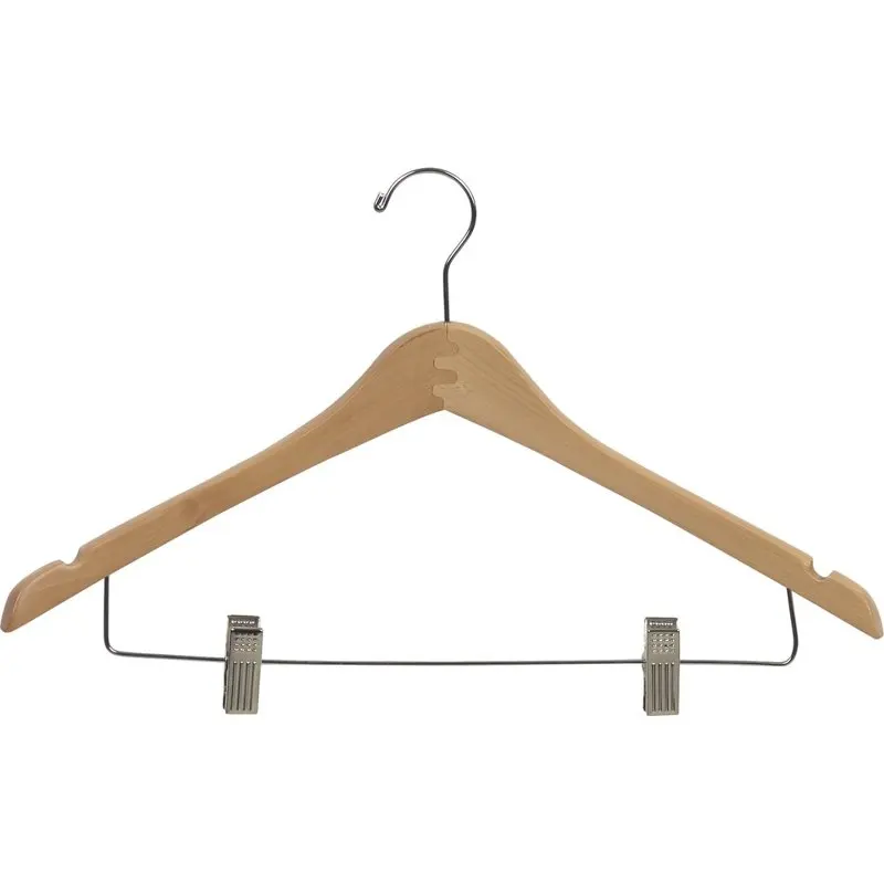 Hanger Wooden Curved Combo Hanger, Natural with Chrome Hardware, Box of 50
Hanger Wooden Curved Combo Hanger, Natural with Chrome Hardware, Box of 50