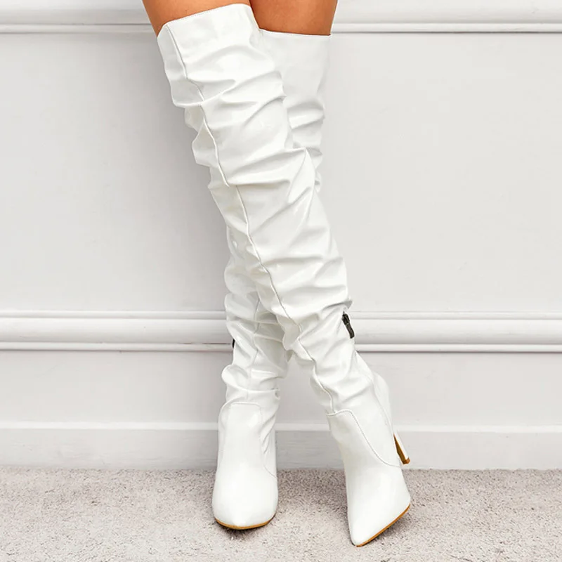 Женские ботфорты на шпильке 11 см, сапоги из искусственной кожи с боковой молнией и острым носком, эластичные высокие женские сапоги, однотонные сапоги 35-42
Женские ботфорты на шпильке 11 см, сапоги из искусственной кожи с боковой молнией и острым носком, эластичные высокие женские сапоги, однотонные сапоги 35-42