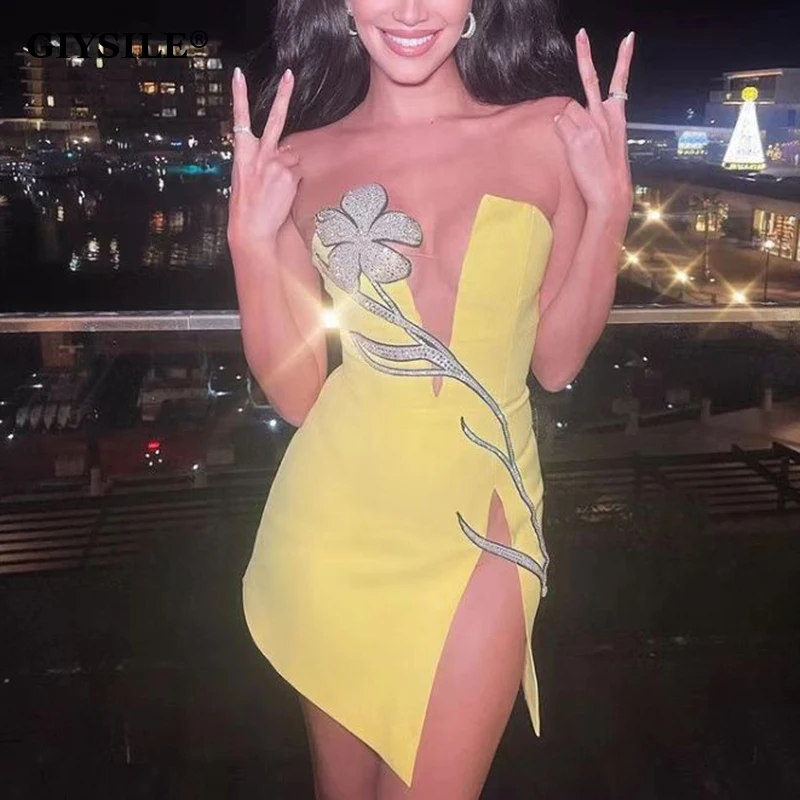 GIYSILE Sexy Luxury Deep V Bandage Bodycon Dresses for Women 2022 Summer Diamond Applique Elegant Evening Party Dress Vestidos
GIYSILE Sexy Luxury Deep V Bandage Bodycon Dresses for Women 2022 Summer Diamond Applique Elegant Evening Party Dress Vestidos