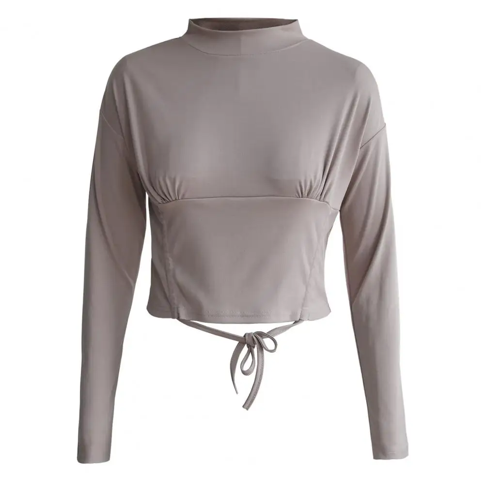 Crop Top Half High Collar Anti-pilling Sexy Side Drawstring Navel Exposed Pullover T-shirt Pullover T-shirt Women Blouse
Crop Top Half High Collar Anti-pilling Sexy Side Drawstring Navel Exposed Pullover T-shirt Pullover T-shirt Women Blouse