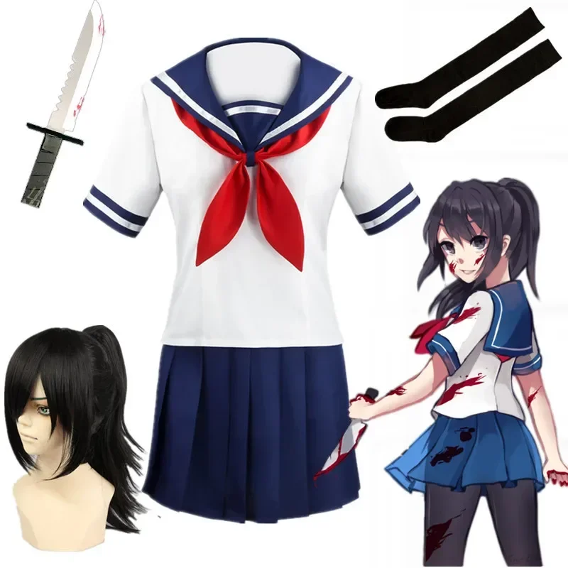 Новый Ayano Aishi Game Yandere Simulator униформа костюм на Хэллоуин женский топ с короткими