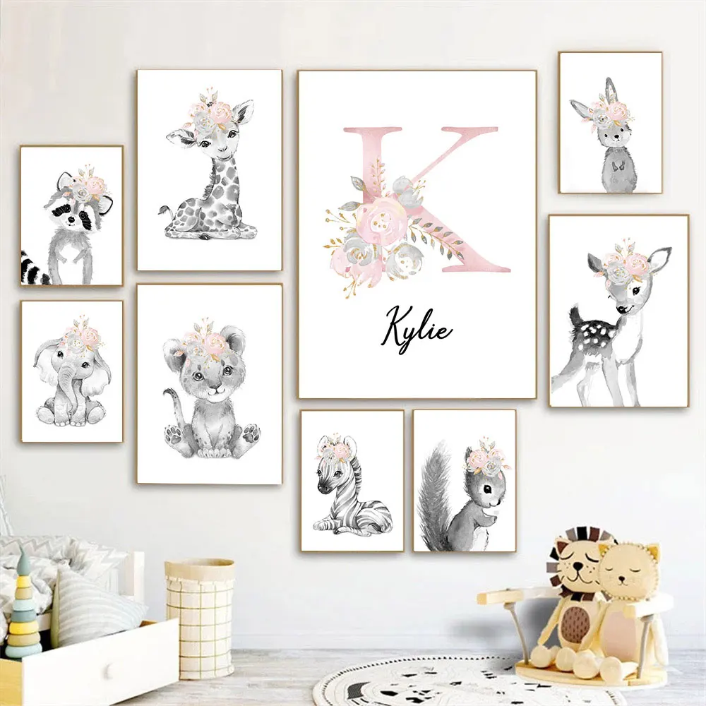 Woodland Animal Lion Zebra Giraffe Prints Custom Name Canvas Poster Nursery Painting Flower Wall Art Pictures Baby Room Decor
Woodland Animal Lion Zebra Giraffe Prints Custom Name Canvas Poster Nursery Painting Flower Wall Art Pictures Baby Room Decor