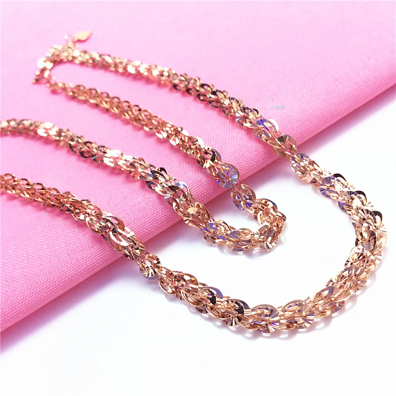 New 585 Purple Gold Plated 14K Rose Gold Chains Neckalce for Woman Delicate Sparkling Luxury Wedding Engagement Jewelry
New 585 Purple Gold Plated 14K Rose Gold Chains Neckalce for Woman Delicate Sparkling Luxury Wedding Engagement Jewelry