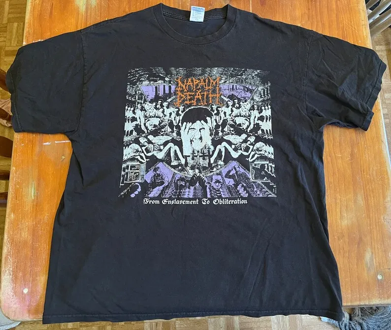 Винтажная Футболка Napalm Death в стиле 1920-х от рабства до облитерации очень большая