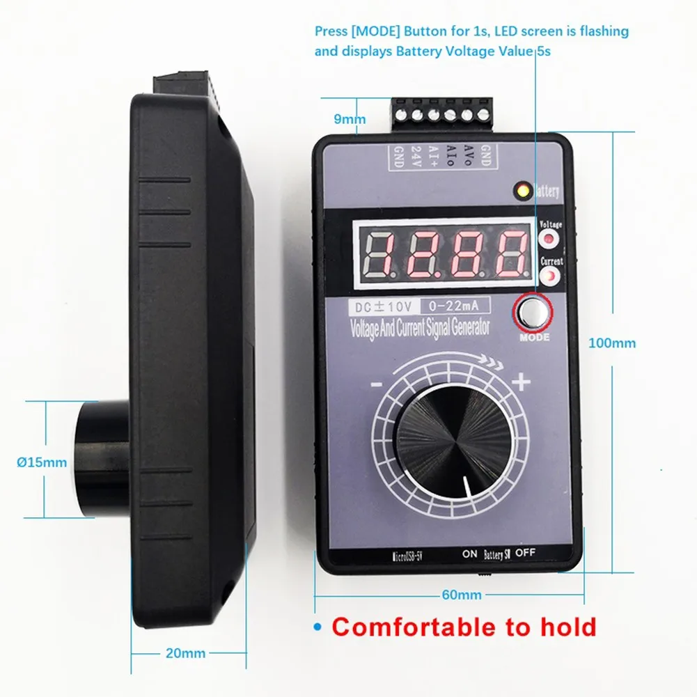 Current Transmitter Signal Generator 0-10V DC Adjustable 0-22mA Adjustable 1000mAh 100x60x25mm Black Max 100mA
Current Transmitter Signal Generator 0-10V DC Adjustable 0-22mA Adjustable 1000mAh 100x60x25mm Black Max 100mA