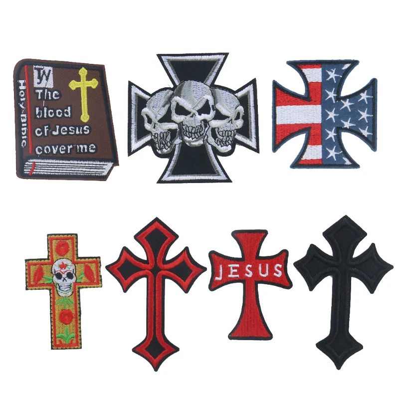 

30pcs/Lot Luxury Anime Cross Jesus Bible Skull Embroidery Patch Shirt Bag Clothing Decoration Accessory Craft Diy Applique