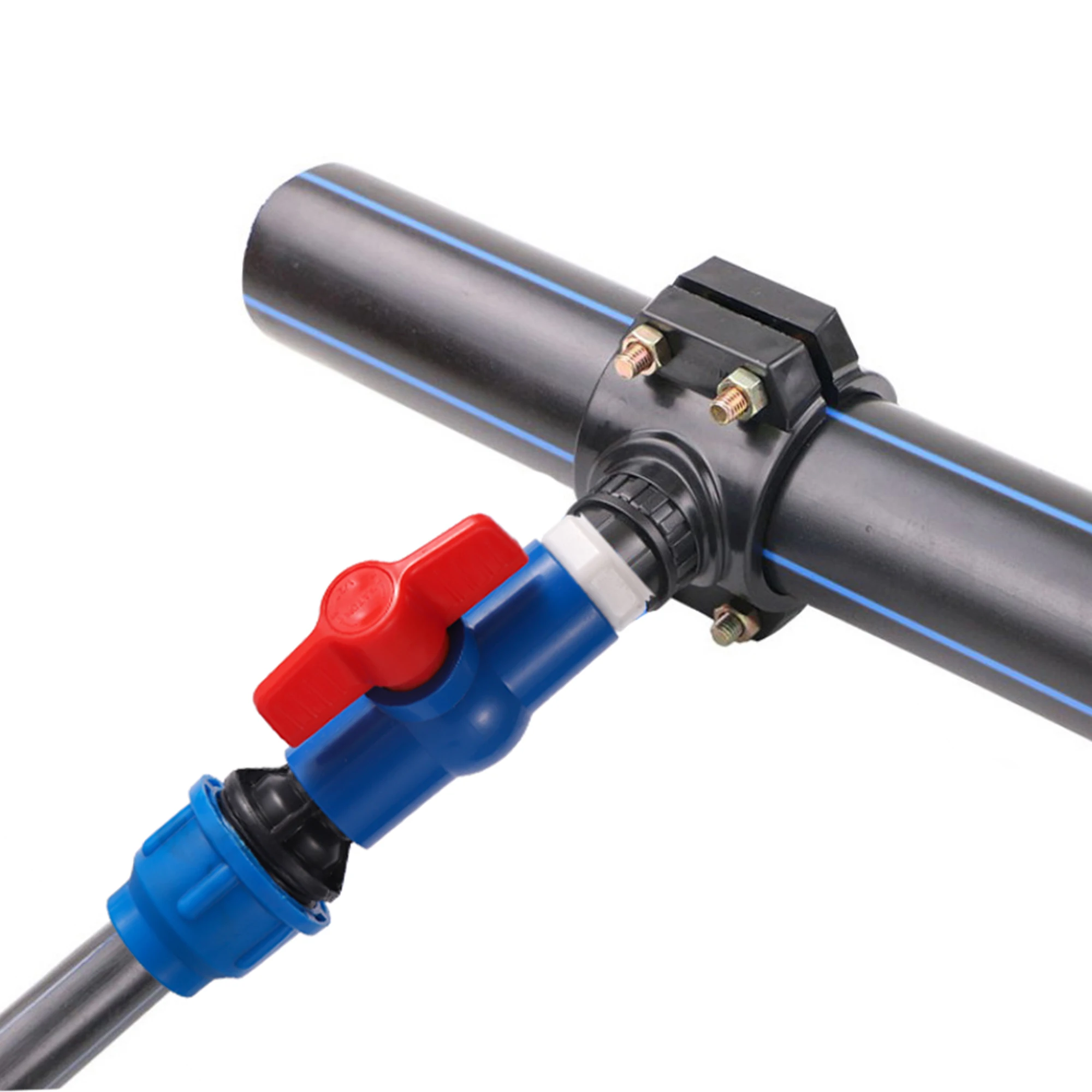 3/4" Female Saddle Connector PE Main Pipe Repair Connection Diversion Valve Kit Greenhouse Agriculture Gardening Fittings
3/4" Female Saddle Connector PE Main Pipe Repair Connection Diversion Valve Kit Greenhouse Agriculture Gardening Fittings
