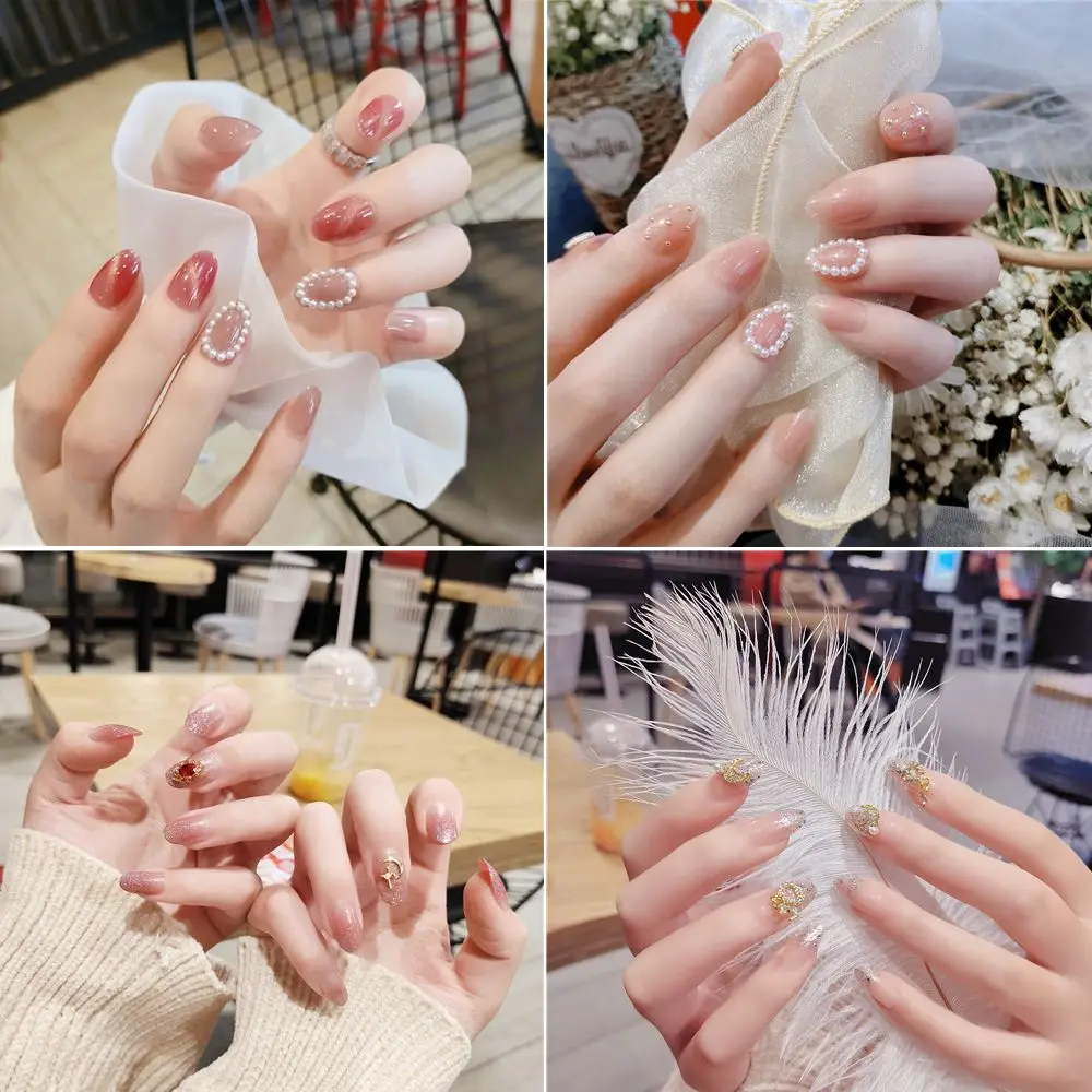 Women Girls Press On Nails Full Cover Rhinestones Pearl Medium Long False Nail Wearable Artificial Nails Fake Nails 
Women Girls Press On Nails Full Cover Rhinestones Pearl Medium Long False Nail Wearable Artificial Nails Fake Nails