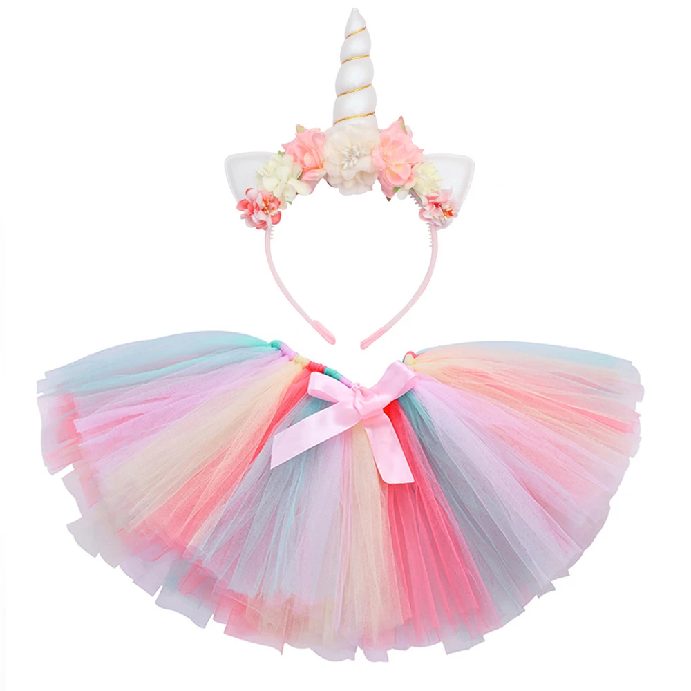 

Pastel Unicorn Tutu Skirt for Baby Girls Dance Tutus Kids Tulle Skirts for Birthday New Year Costume Toddler Outfits 3M-14 Years