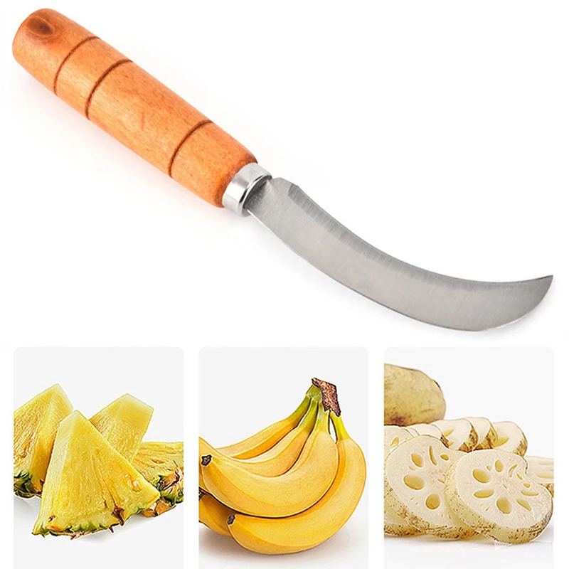 

1 шт. нож из нержавеющей стали для ананаса, Овощечистка, нож с деревянной ручкой