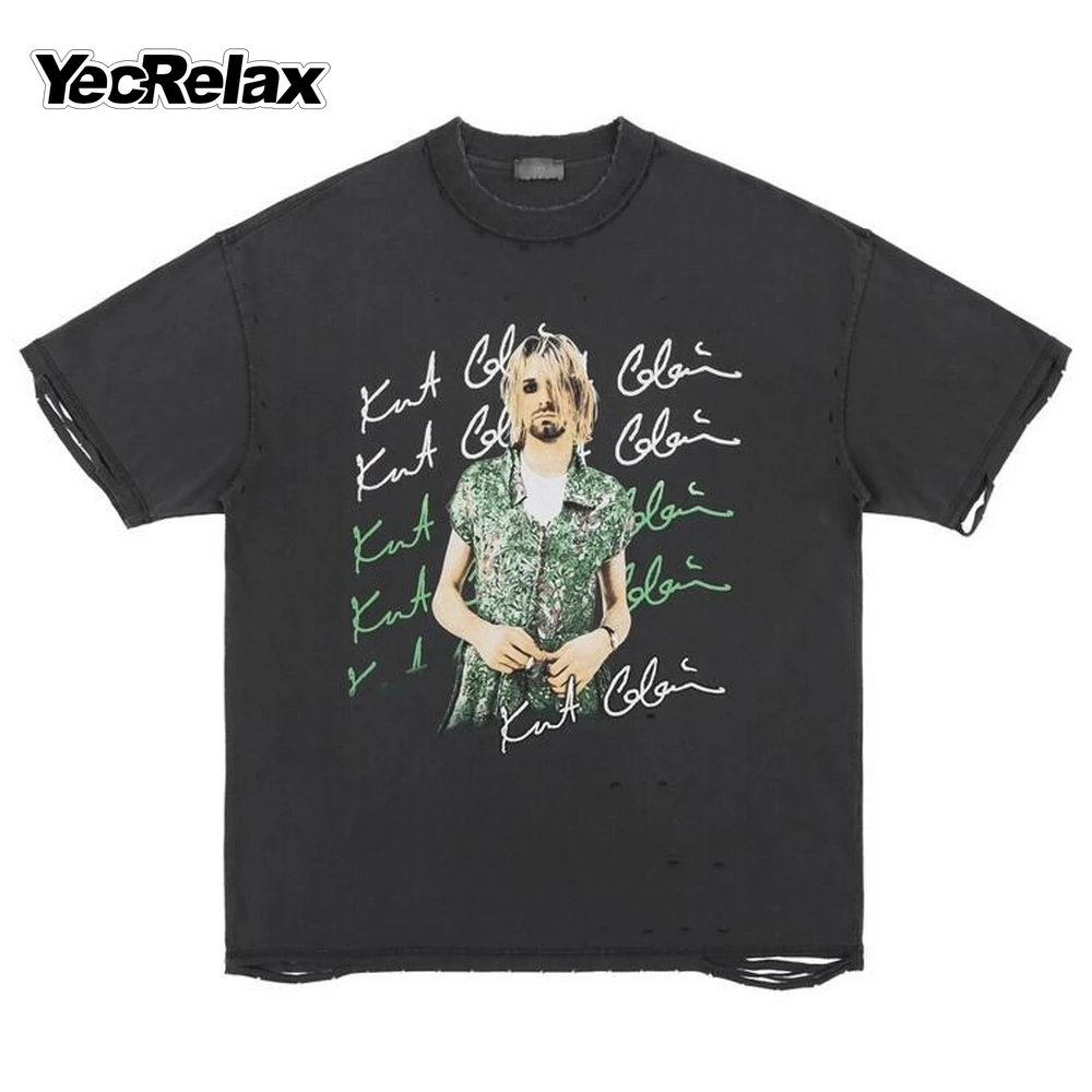 2022 T-shirt Men Summer Rock Band Portrait Graphic Print Ripped T-shirt Harajuku Cotton Oversized T-shirt Hip Hop Streetwear
2022 T-shirt Men Summer Rock Band Portrait Graphic Print Ripped T-shirt Harajuku Cotton Oversized T-shirt Hip Hop Streetwear