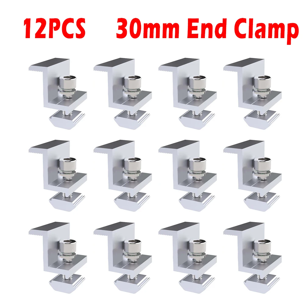 1/4Pcs/12pcs Solar End Clamp Adjustable Solar Panel Bracket Clamp Wide Photovoltaic Support Aluminum Mounting Clip Fits 30-50mm
1/4Pcs/12pcs Solar End Clamp Adjustable Solar Panel Bracket Clamp Wide Photovoltaic Support Aluminum Mounting Clip Fits 30-50mm