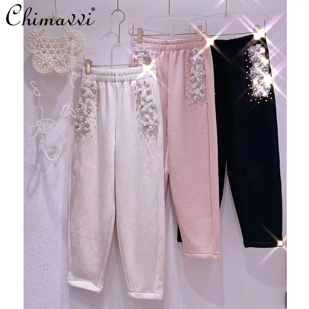 Casual Pants for Women 2022 Winter Clothes New Korean Style Sweet Heavy Industry Beads 3D Flower Loose Fleece Thick Sweat Pants
Casual Pants for Women 2022 Winter Clothes New Korean Style Sweet Heavy Industry Beads 3D Flower Loose Fleece Thick Sweat Pants