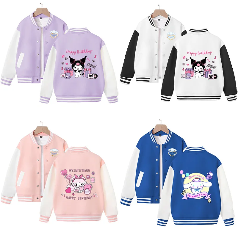 Kawaii Anime Sanrios Children's Coat Cute MyMelody Cinnamoroll Kuromi Cartoon Baseball Uniform Boys and Girls Spring Autumn Gift
Kawaii Anime Sanrios Children's Coat Cute MyMelody Cinnamoroll Kuromi Cartoon Baseball Uniform Boys and Girls Spring Autumn Gift
