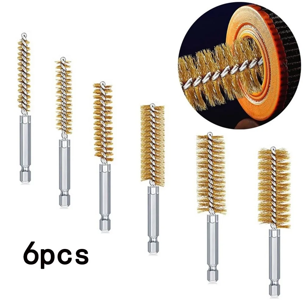 6pcs Copper Wire Brush 8/10/12/15/17/19mm Gold Copper For Impact Drill Drilling Brushes Copper Wire Tube Cleaning Brushes
6pcs Copper Wire Brush 8/10/12/15/17/19mm Gold Copper For Impact Drill Drilling Brushes Copper Wire Tube Cleaning Brushes