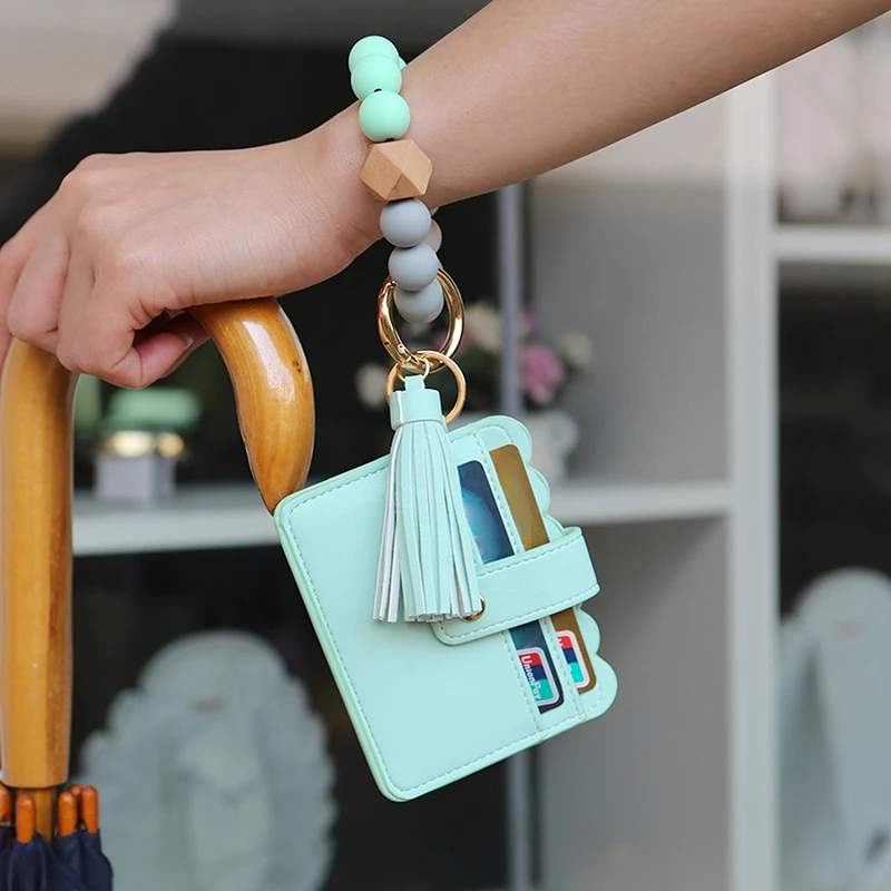 Wood Silicone Beaded Bangle Bracelets Key Rings Card Holder Wallets Leather Tassel Keychains For Women Fashion Accessories
Wood Silicone Beaded Bangle Bracelets Key Rings Card Holder Wallets Leather Tassel Keychains For Women Fashion Accessories