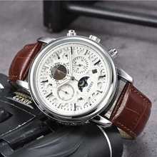 Newly Original Brand Luxury Watches for Men Multifunction Automatic Date Fashion Leather Strap Chronograph Moonphase AAA Clocks