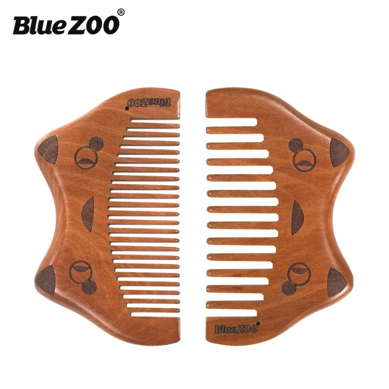 

Blue ZOO Boutique Wooden Comb Nanmu Portable Hairdressing Comb Anti Static Cute Cat Head Comb Wholesale Customizable LOGO