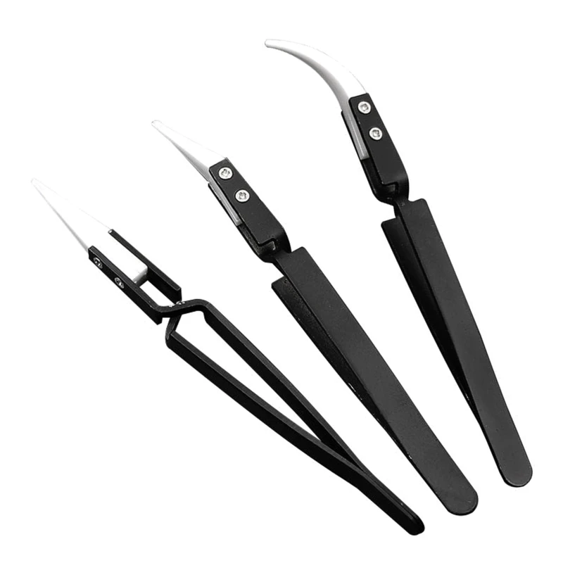 3 Pcs Ceramic Stainless Steel Tweezers Curved Straight Tweezers Heat Resistant Tweezers for Electronics Laboratory Work
3 Pcs Ceramic Stainless Steel Tweezers Curved Straight Tweezers Heat Resistant Tweezers for Electronics Laboratory Work