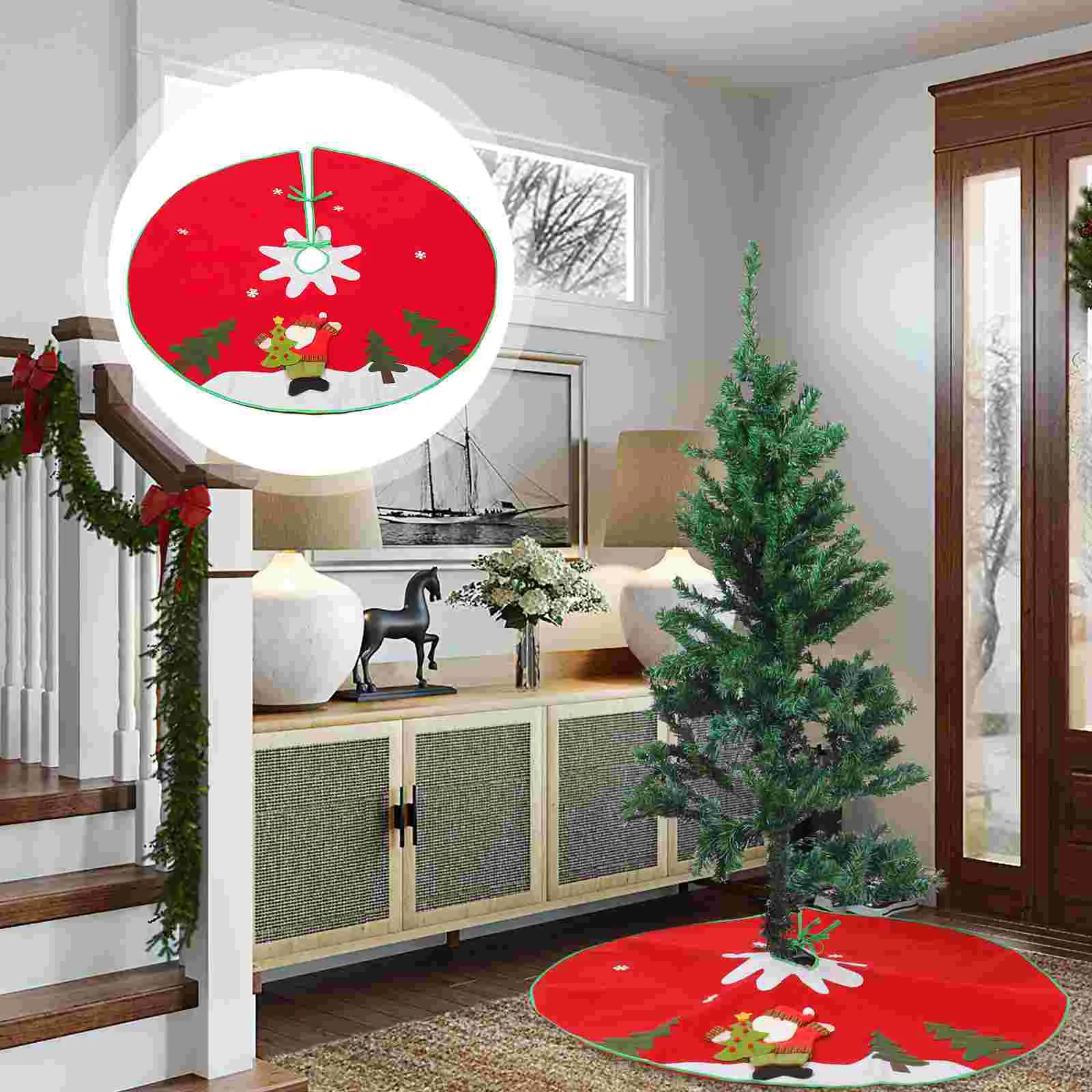 

Elf Foot Tree Skirt Xmas Mat Outdoor Rug Decorative Unique Christmas Ornament Non-woven Fabric New Year Party Apron