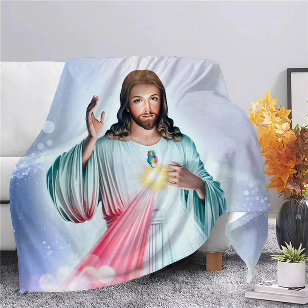 

Одеяло с Иисусом, Фланелевое супермягкое флисовое покрывало, легкий теплый плед для спальни, дивана