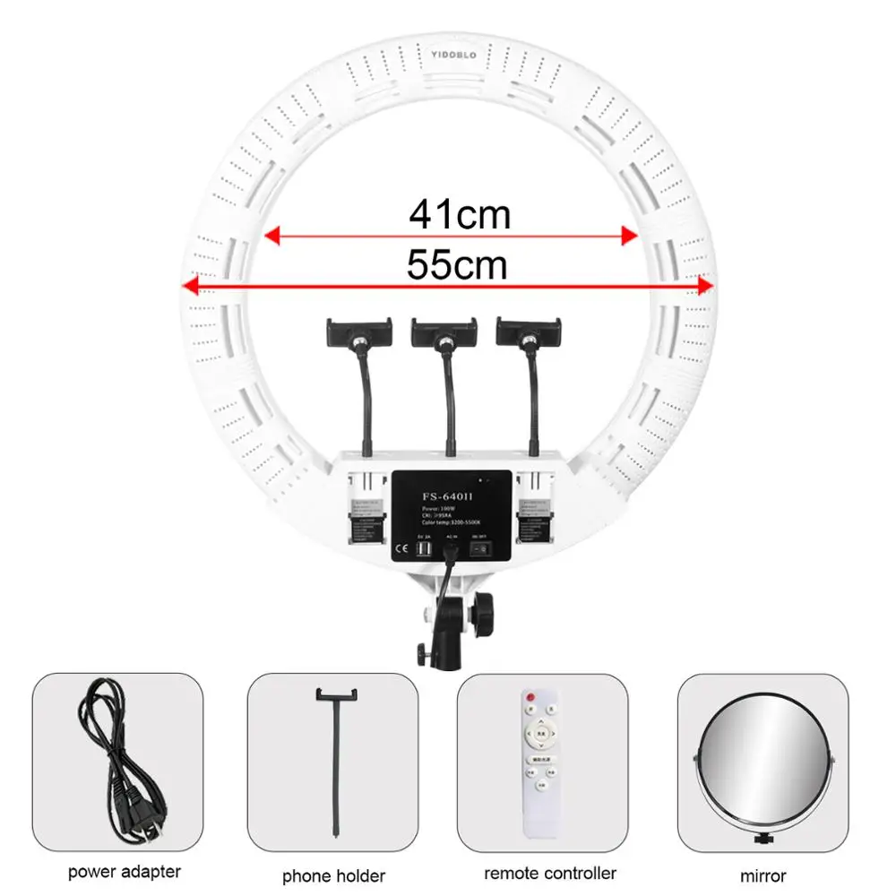 100W 22 Ring Lamp 55cm Remote Control Ring Light Kit Handbag Tripod 640 LED LED Ring Lamp For Makeup Beauty Nail Skin FS640
100W 22 Ring Lamp 55cm Remote Control Ring Light Kit Handbag Tripod 640 LED LED Ring Lamp For Makeup Beauty Nail Skin FS640