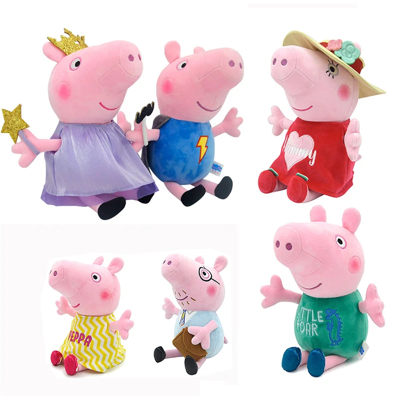 

30cm Peppa Pig George Dad Mom Quality Best-selling Children's Cartoon Stuffed Doll Gift Toy Pigs Home Children's Room Decoration