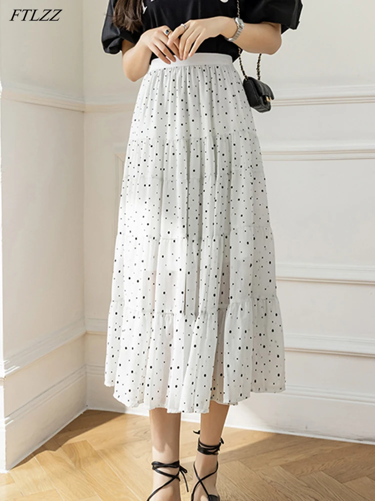 FTLZZ New Spring Summer Women Polka Dot Medium Long Chiffon Skirt Casual Female Elastic Waist A-line Loose Lining Skirts Bottoms
FTLZZ New Spring Summer Women Polka Dot Medium Long Chiffon Skirt Casual Female Elastic Waist A-line Loose Lining Skirts Bottoms